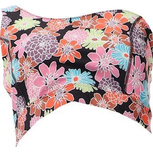 NWT WVVY BT FITTY BRITTTTY POWER ONE SHOULDER BRA BLACK FLORAL PRINT MEDIUM